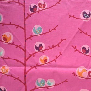 Tissu enduit Rose avec oiseaux